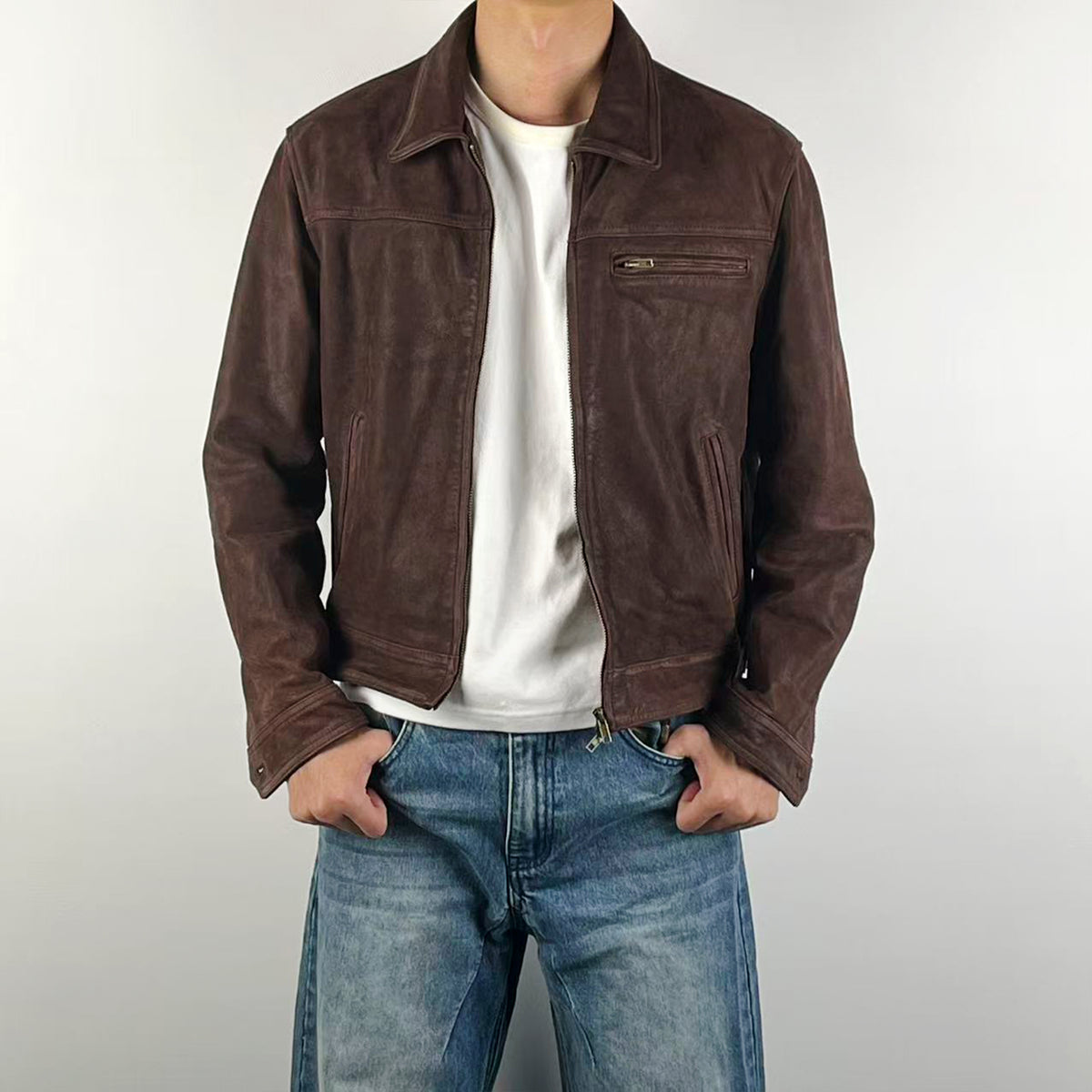 Fyredwrld Aged Heavy Wash Leather Jacket