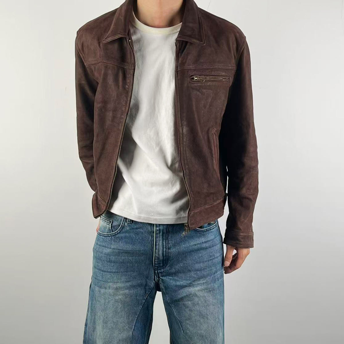 Fyredwrld Aged Heavy Wash Leather Jacket