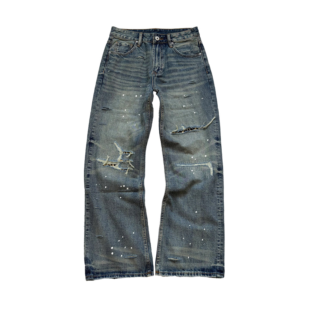 Fyredwrld Distressed denim with paint splatters