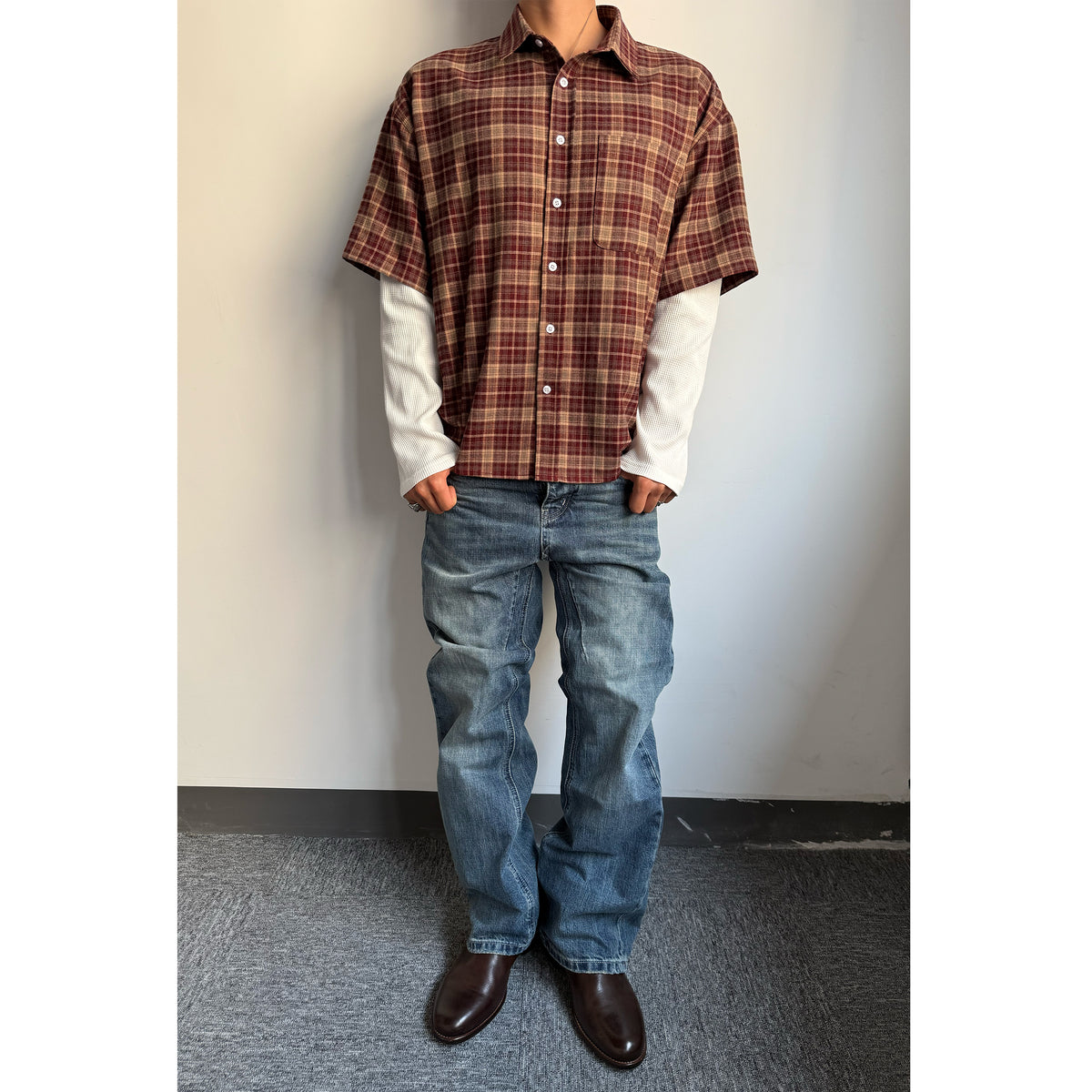 Fyredwrld Plaid shirt faux-layered