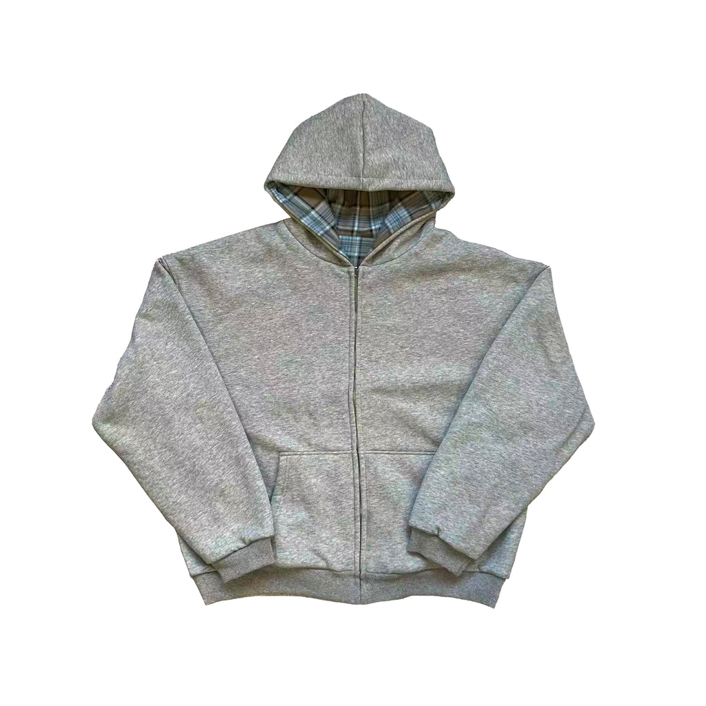 Fyredwrld Double-Sided Plaid Sweatshirt Greyish-yellow（Pre-sale）