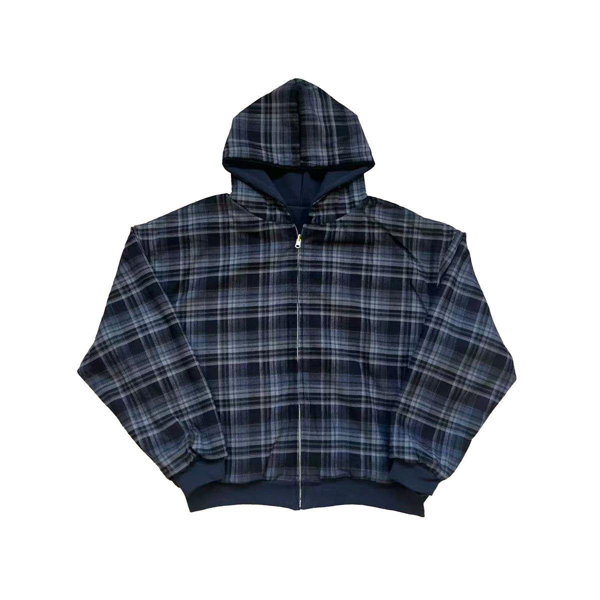 Fyredwrld Double-Sided Plaid Sweatshirt Navy blue（Pre-sale）