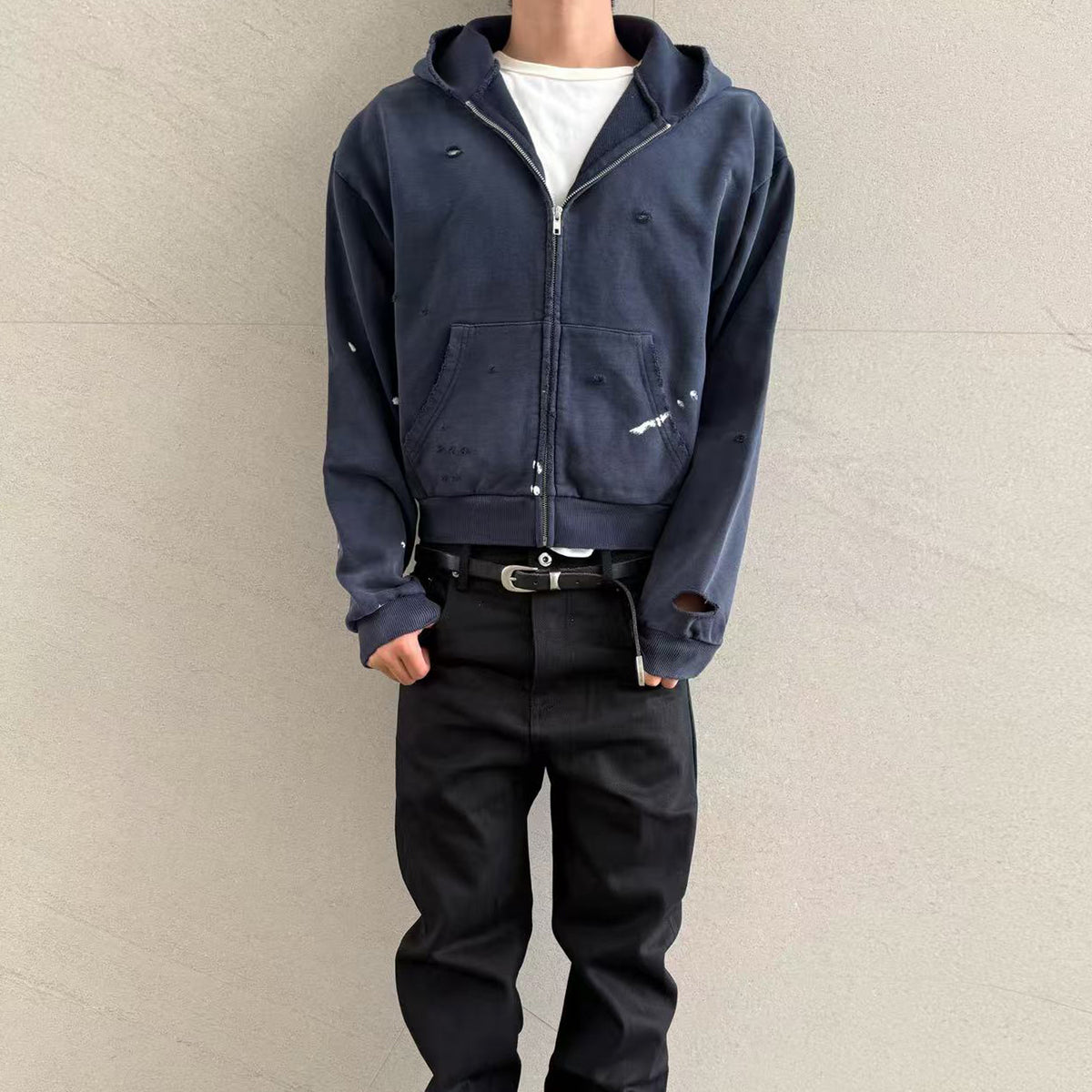 Fyredwrld "watch-peeker"zip-up hoodie V2 navy