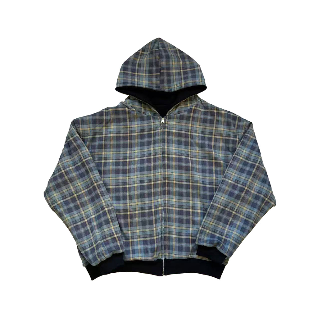 Fyredwrld Double-Sided Plaid Sweatshirt Black-blue（Pre-sale）