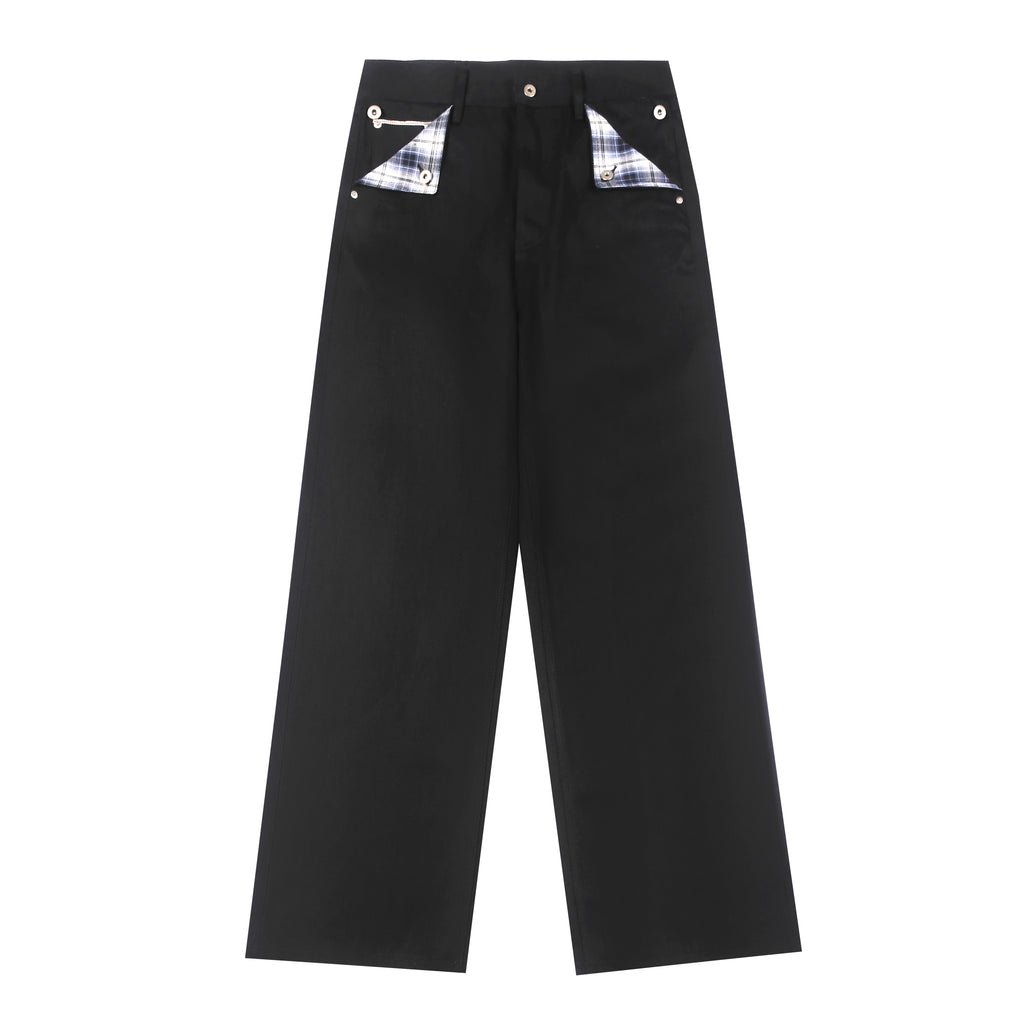 Fyredwrld Plaid fabric selvedge jeans black（Pre-sale）