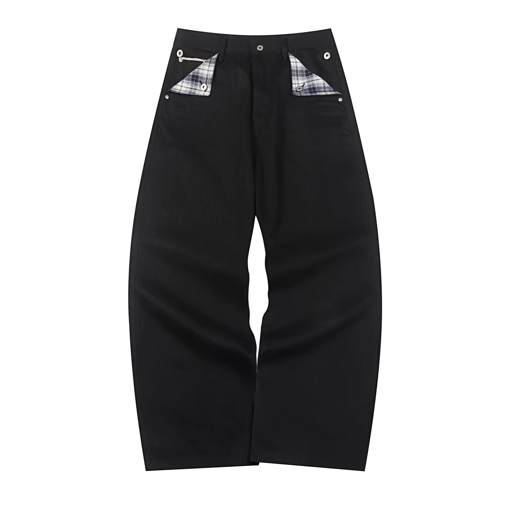 Fyredwrld Plaid fabric selvedge jeans black（Pre-sale）