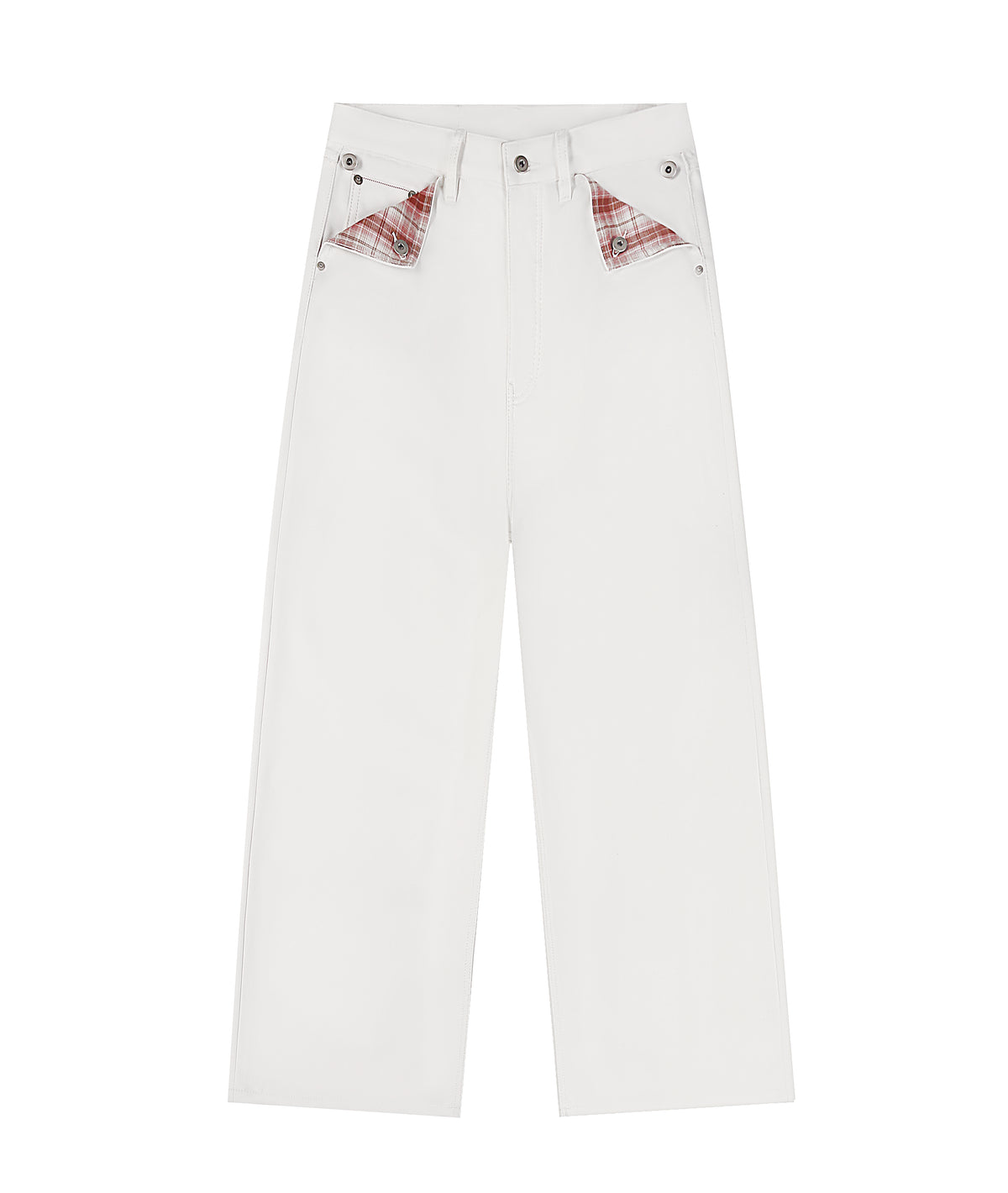 Fyredwrld Plaid fabric selvedge jeans white（Pre-sale）