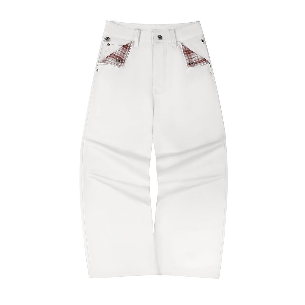 Fyredwrld Plaid fabric selvedge jeans white（Pre-sale）
