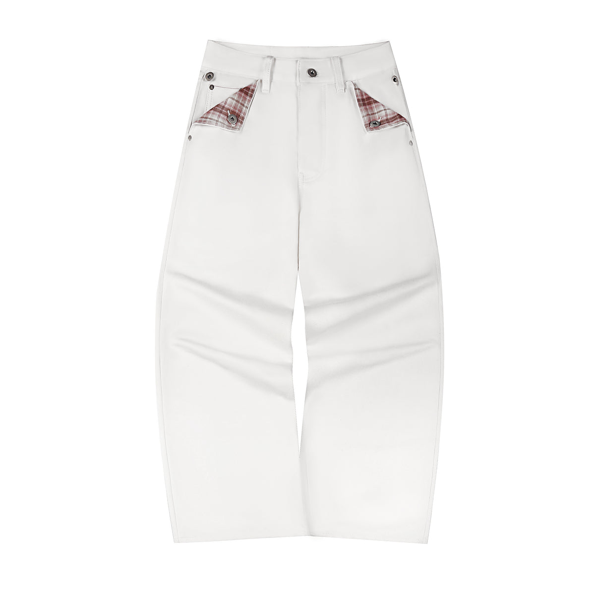 Fyredwrld Plaid fabric selvedge jeans white（Pre-sale）