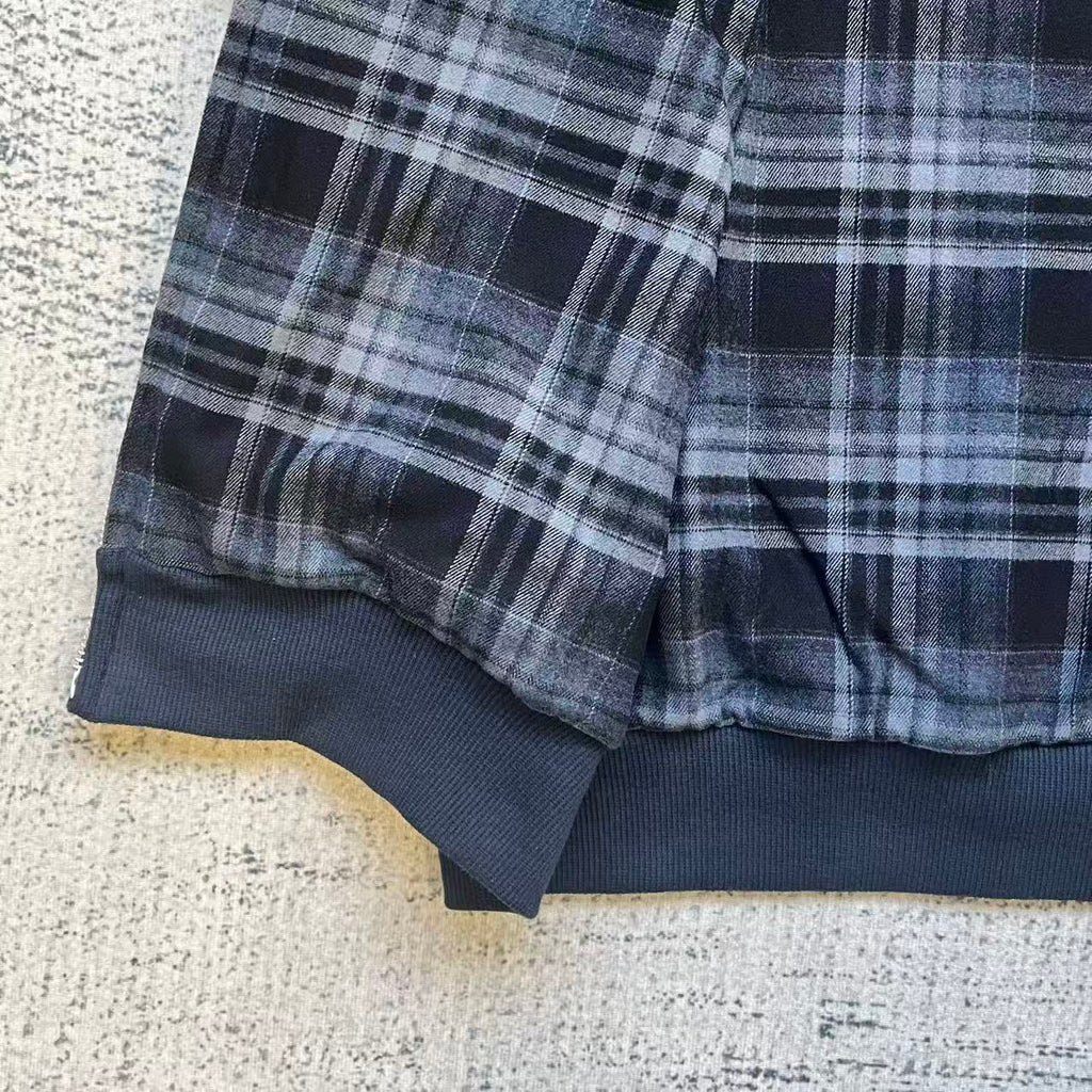 Fyredwrld Double-Sided Plaid Sweatshirt Navy blue（Pre-sale）