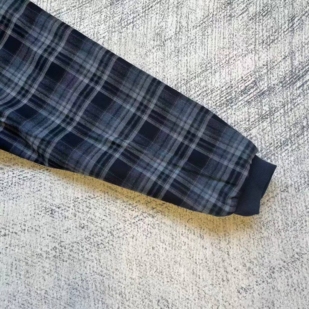 Fyredwrld Double-Sided Plaid Sweatshirt Navy blue（Pre-sale）