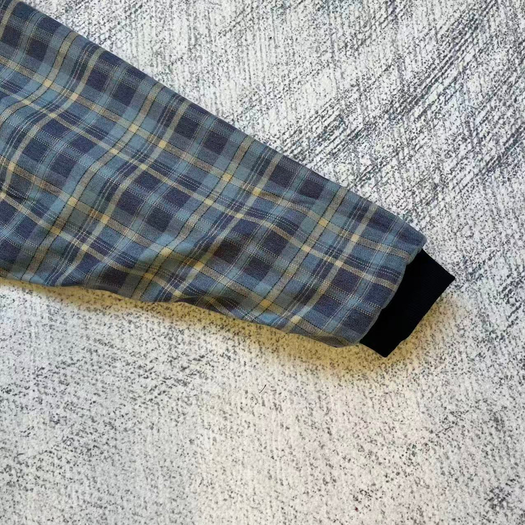 Fyredwrld Double-Sided Plaid Sweatshirt Black-blue（Pre-sale）