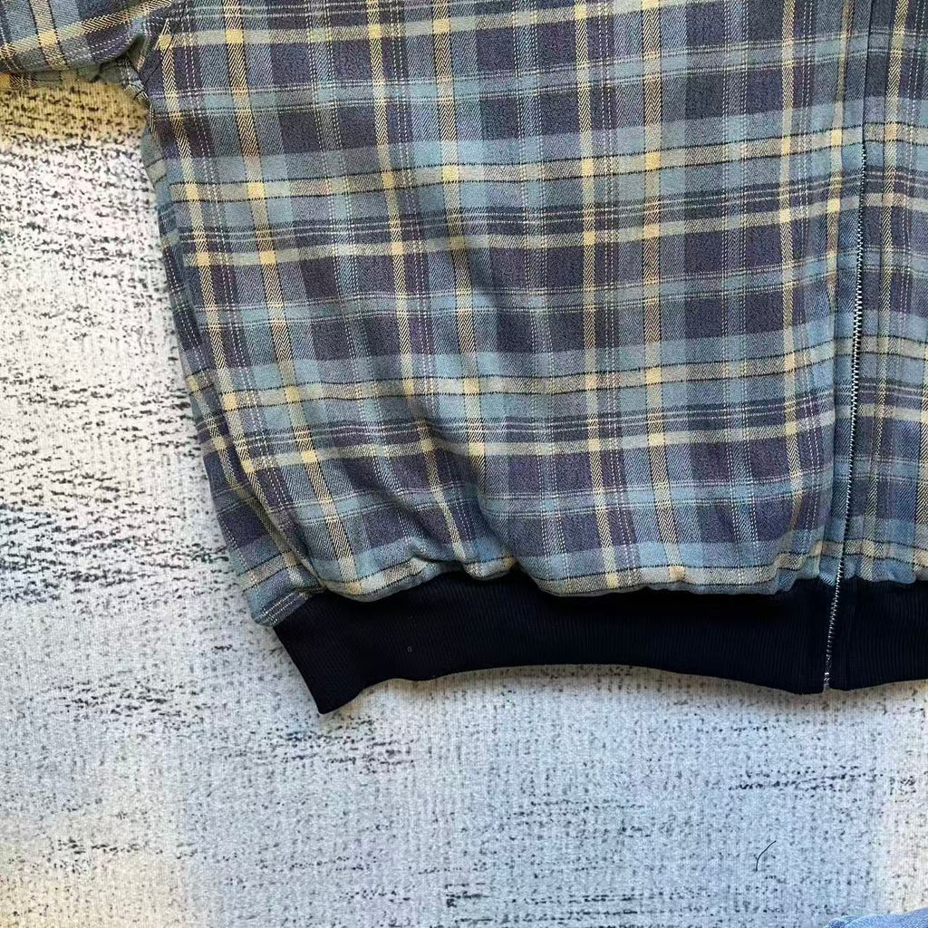 Fyredwrld Double-Sided Plaid Sweatshirt Black-blue（Pre-sale）