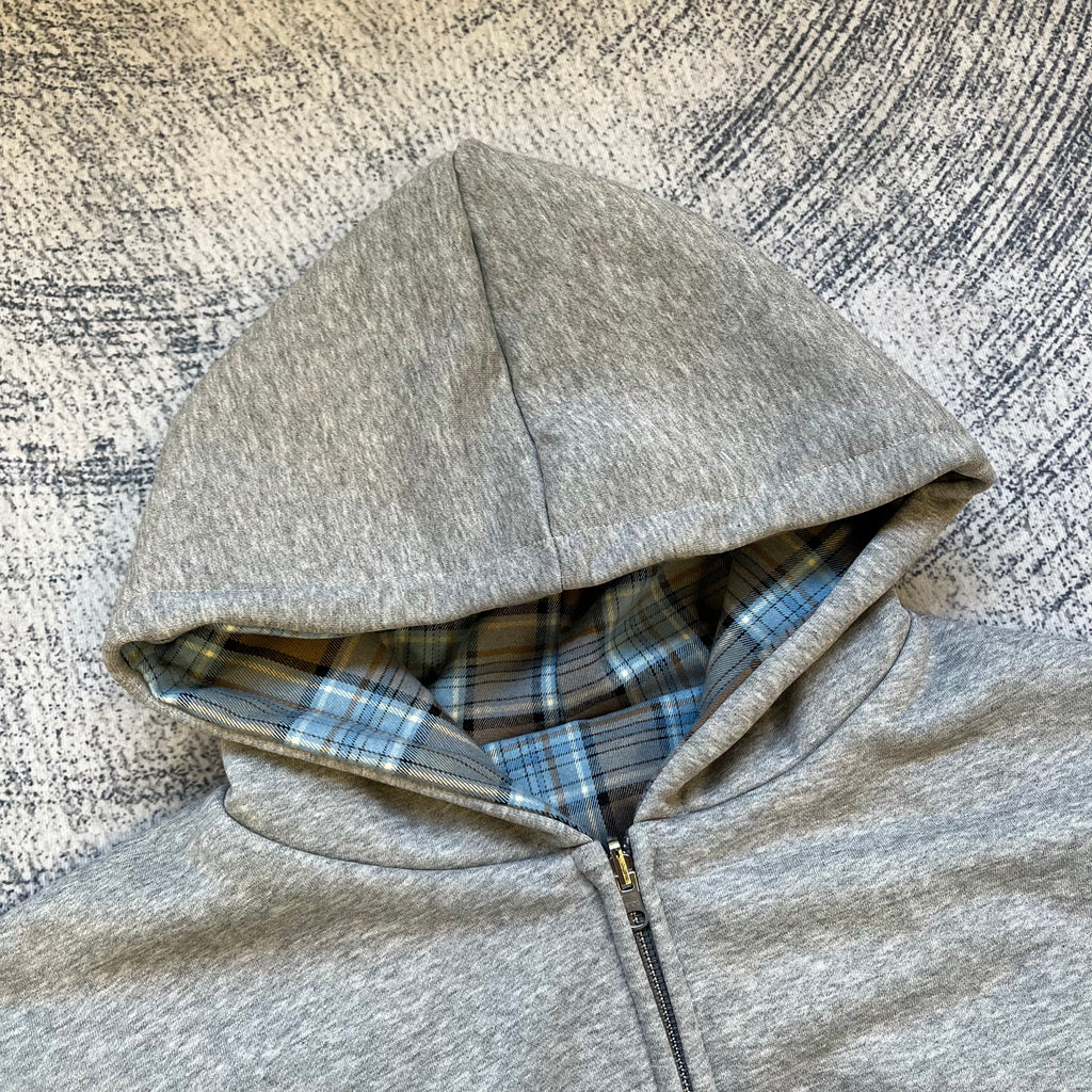 Fyredwrld Double-Sided Plaid Sweatshirt Greyish-yellow（Pre-sale）