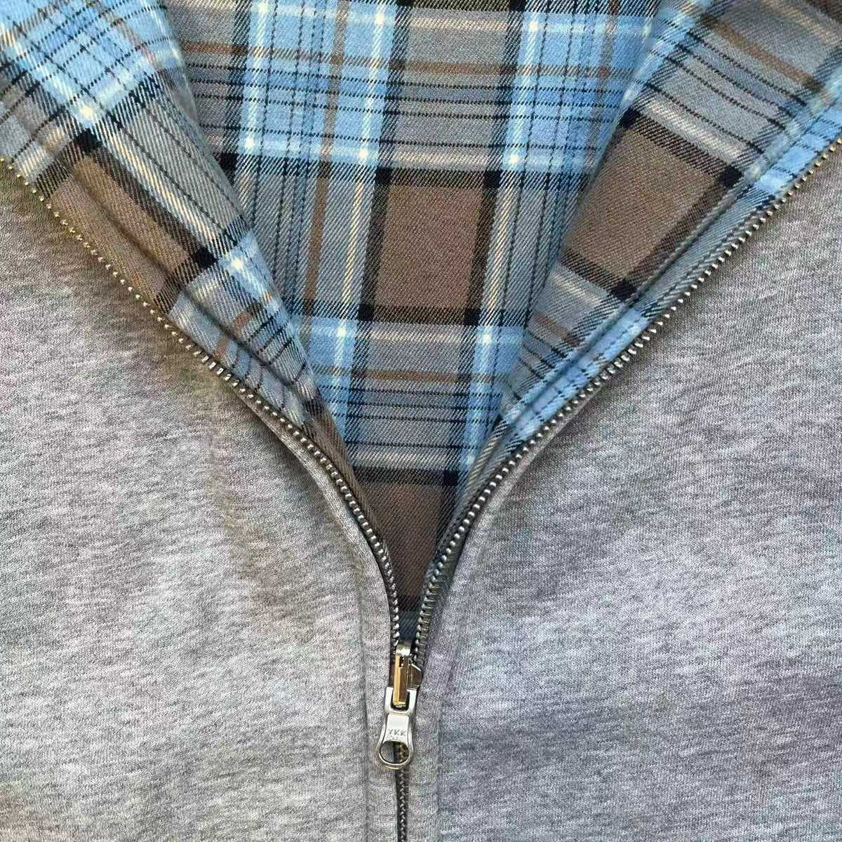 Fyredwrld Double-Sided Plaid Sweatshirt Greyish-yellow（Pre-sale）