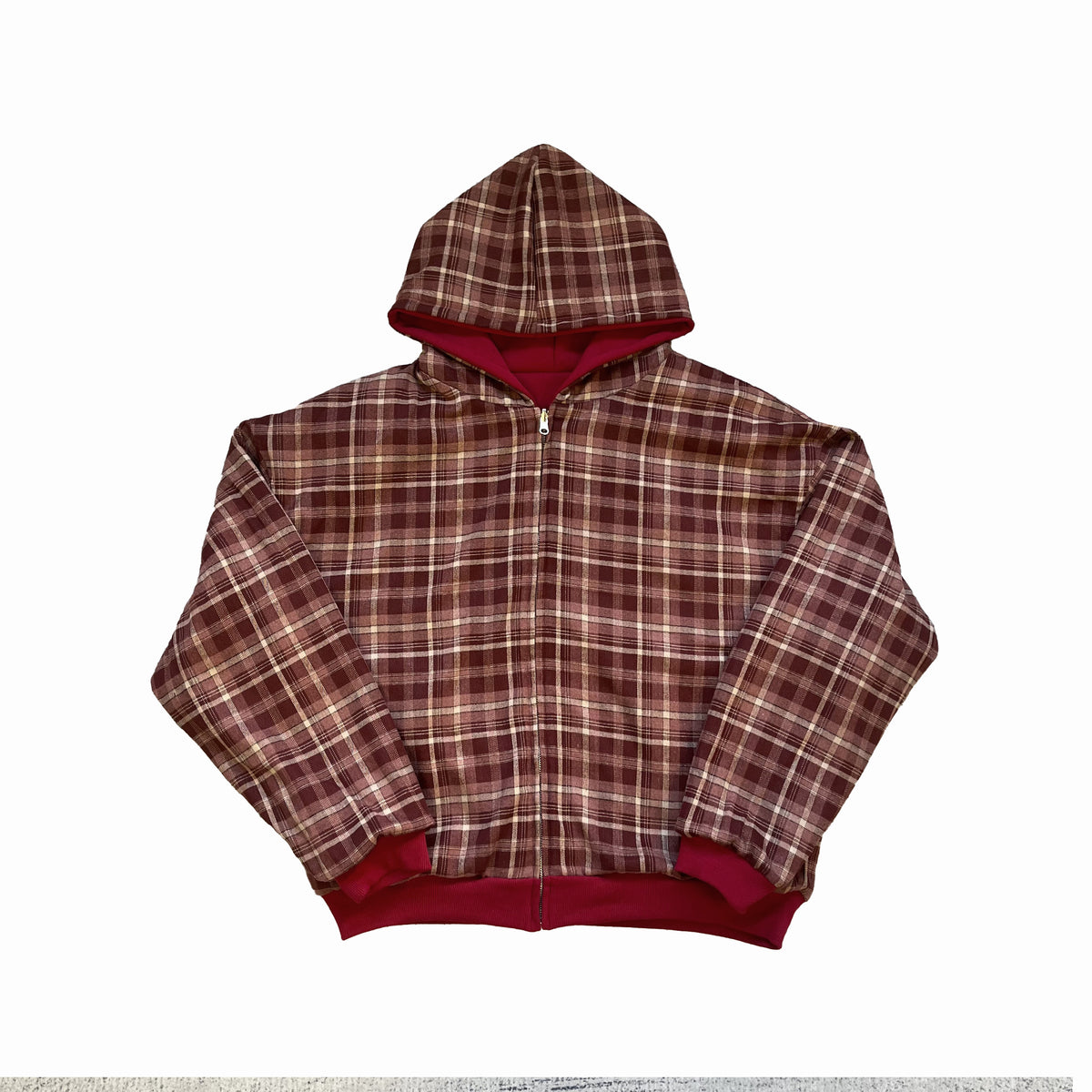 Fyredwrld Double-Sided Plaid Sweatshirt Reddish-brown（Pre-sale）