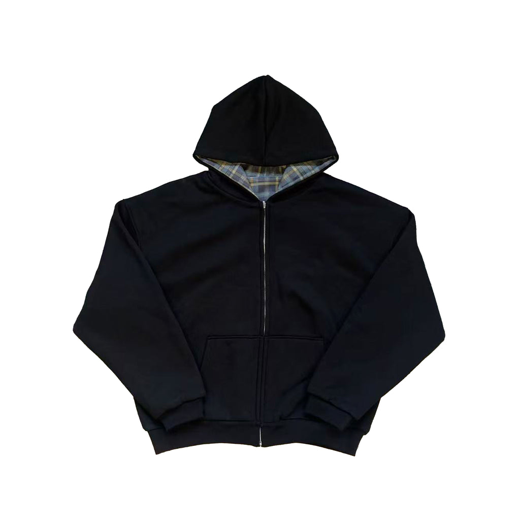 Fyredwrld Double-Sided Plaid Sweatshirt Black-blue（Pre-sale）