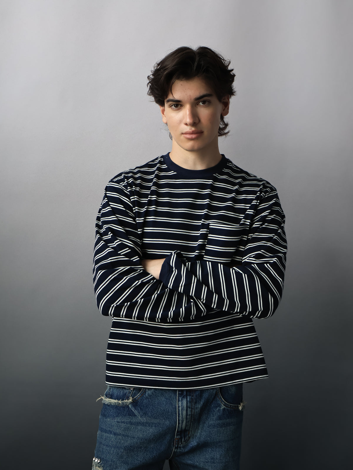 Fyredwrld Striped Long Sleeve navy