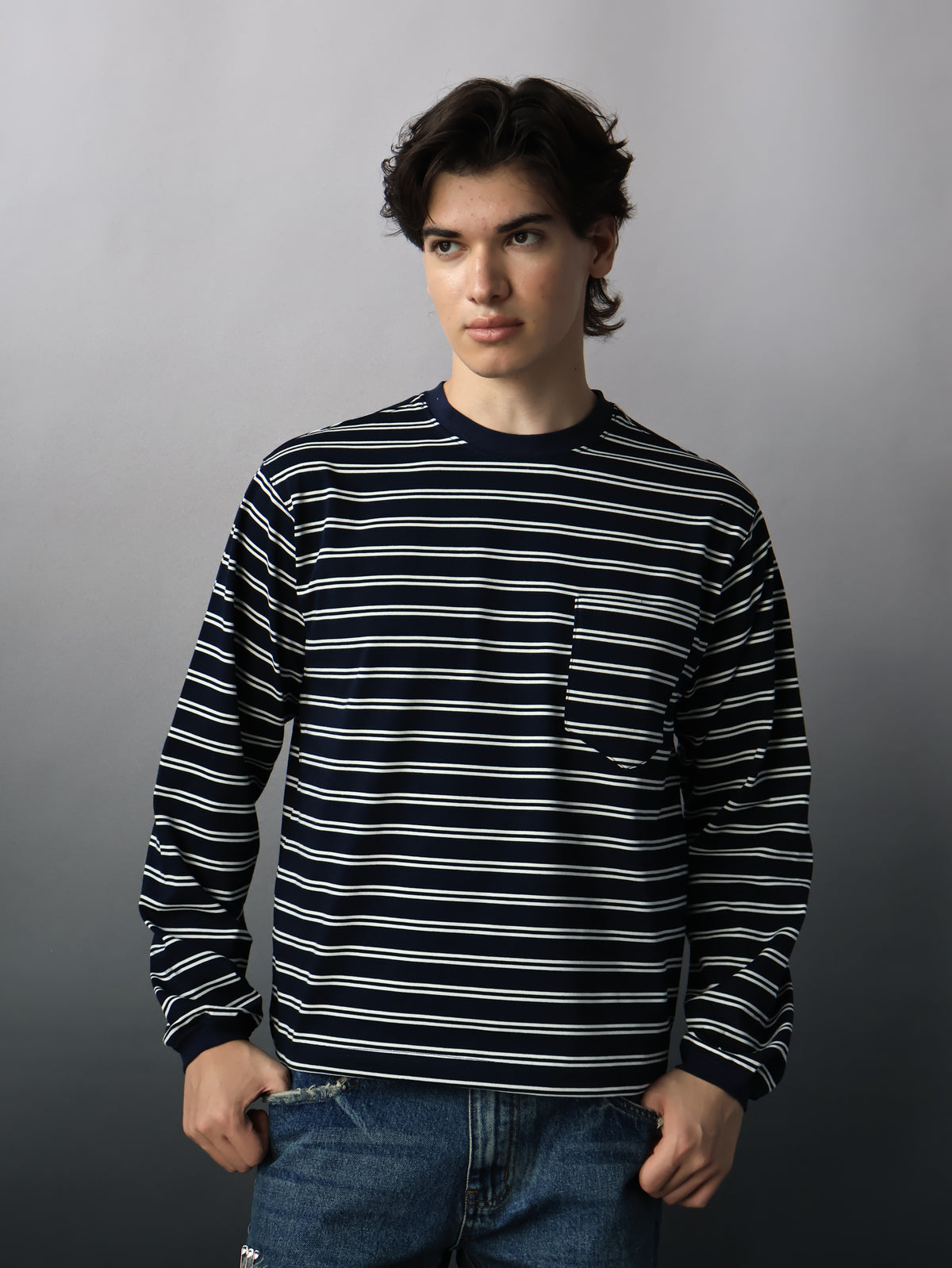 Fyredwrld Striped Long Sleeve navy
