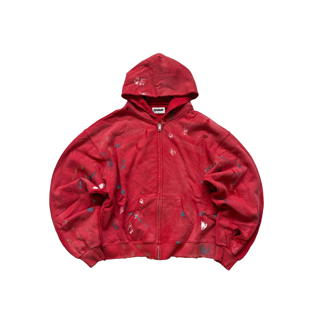 Fyredwrld "watch-peeker"zip-up hoodie V2 red