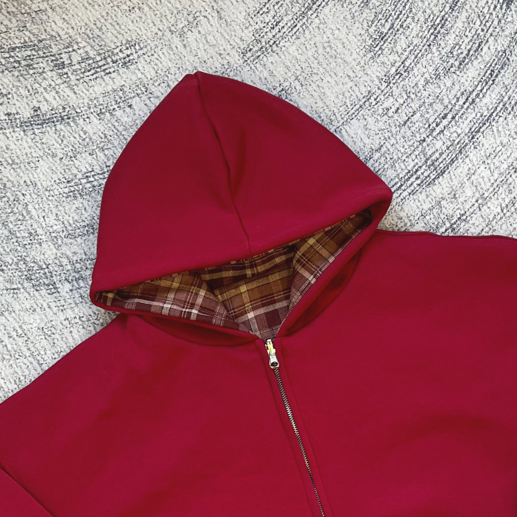 Fyredwrld Double-Sided Plaid Sweatshirt Reddish-brown（Pre-sale）