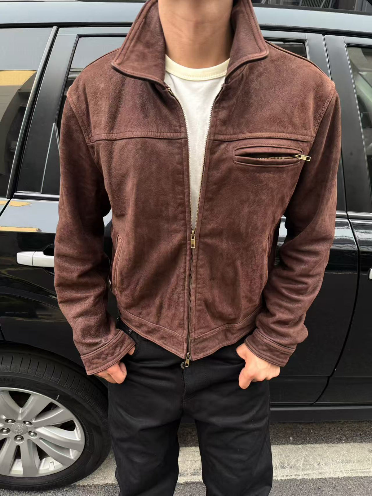 Fyredwrld Aged Heavy Wash Leather Jacket