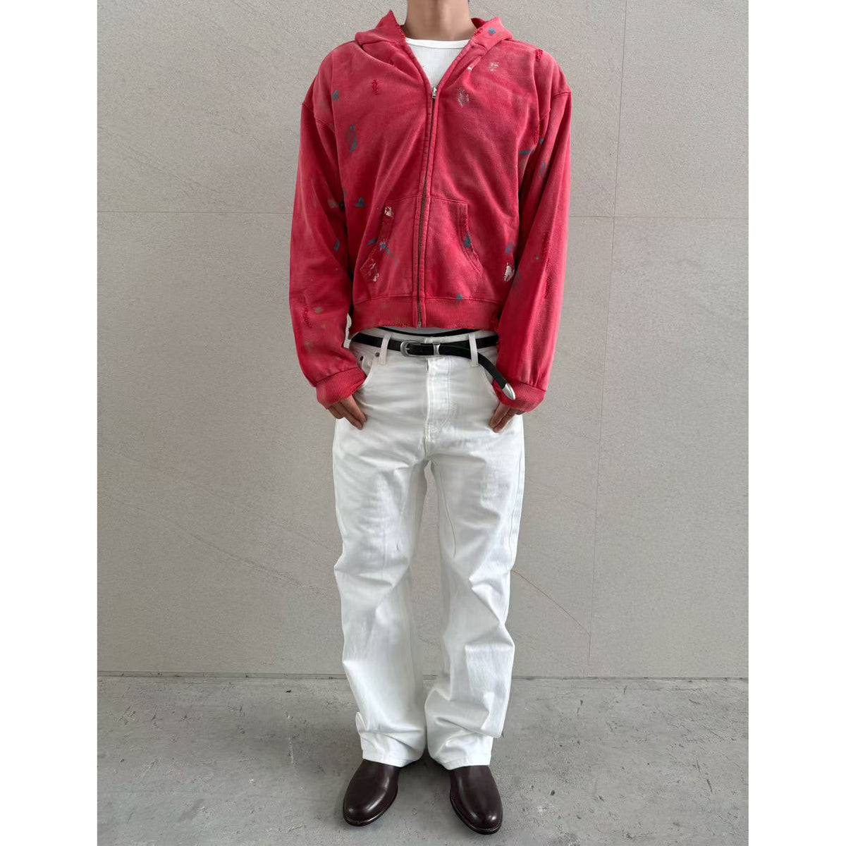 Fyredwrld "watch-peeker"zip-up hoodie V2 red