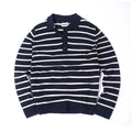 Checked wool Henley Navy/white
