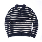 Checked wool Henley Navy/white
