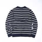 Checked wool Henley Navy/white