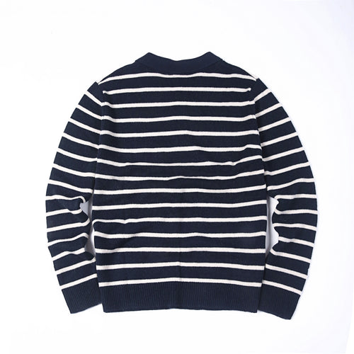 Checked wool Henley Navy/white