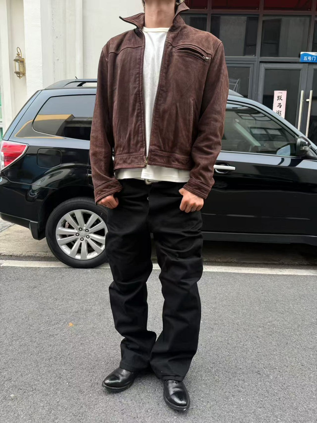 Fyredwrld Aged Heavy Wash Leather Jacket